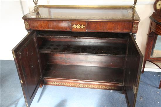 A Regency brass inset rosewood chiffonier, W.3ft 10in. D.1ft 6in. H.4ft 2in.